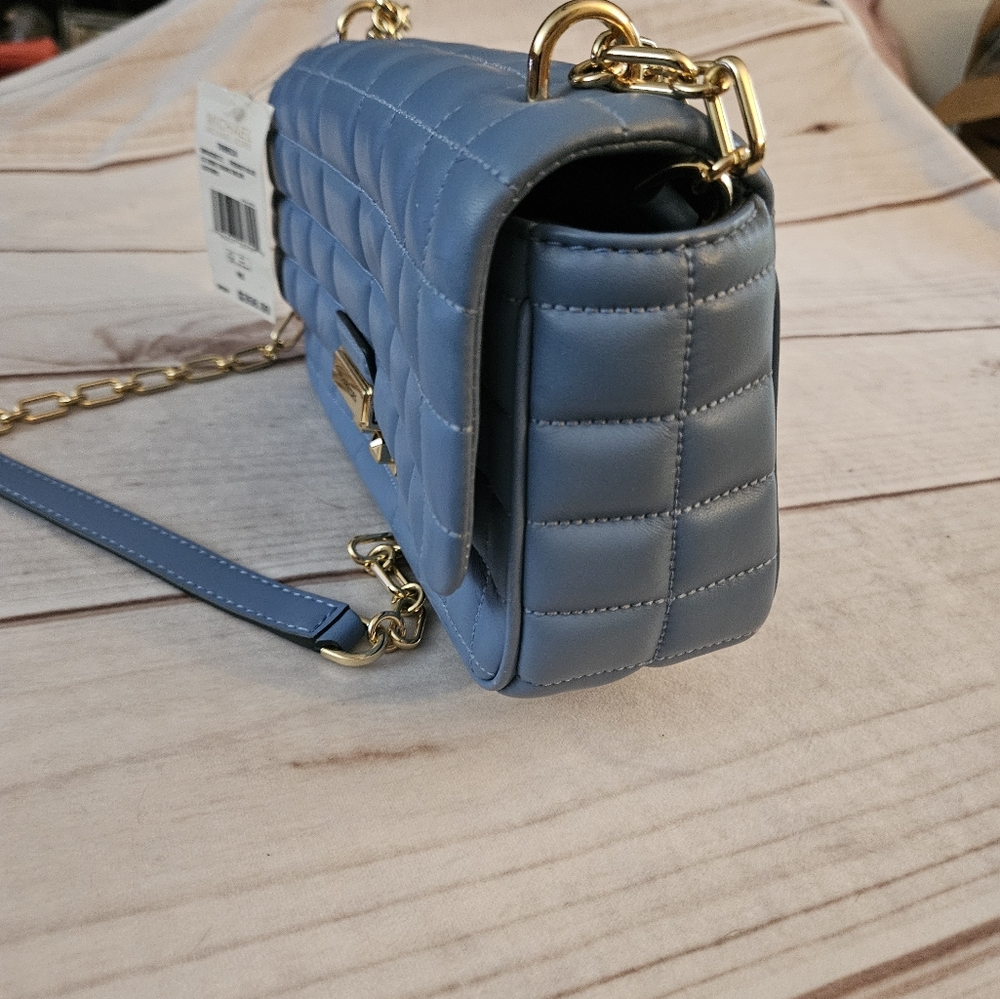 Michael KorsTribeca Large Convertible Chain Shoulder Bag French blue New - Picture 3 of 11